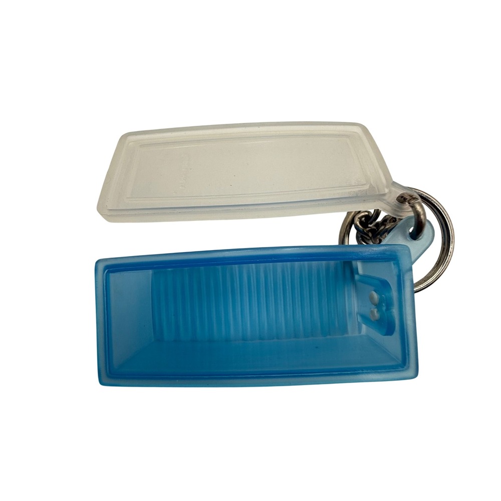 Tupperware Vintage Mini Rectangular Container Keychain Blue Trinket Box - Picture 7 of 8